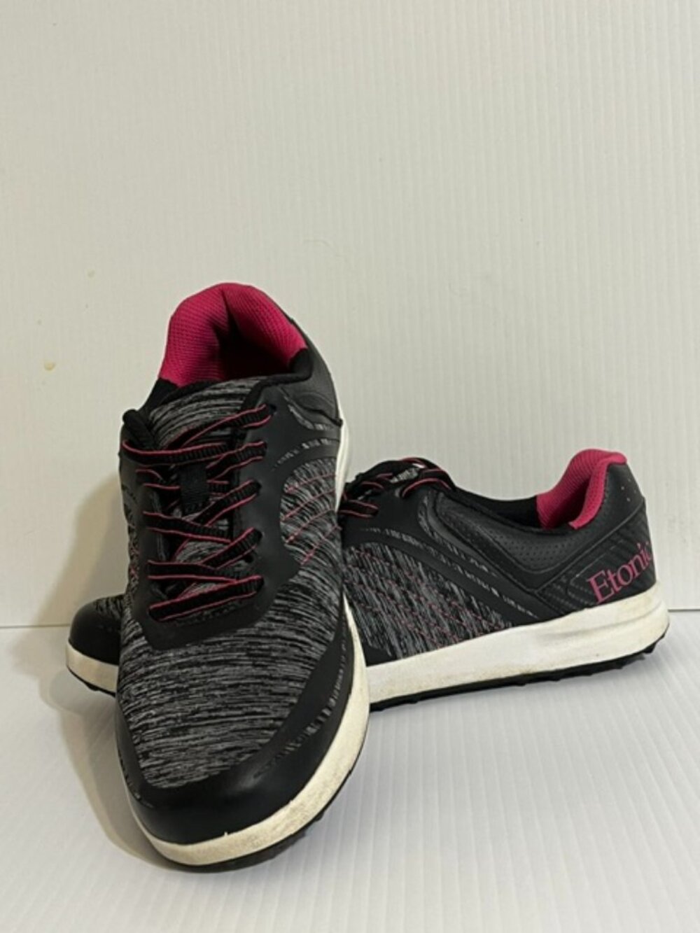 Etonic Womens G-SOK Spikeless Golf Shoes Black Pink Sz 8.5